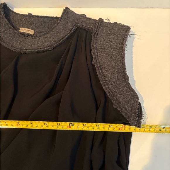 Bottega Veneta black sleeveless dress wool “shoulder pads” lined sheer bodysuit - Picture 13 of 16